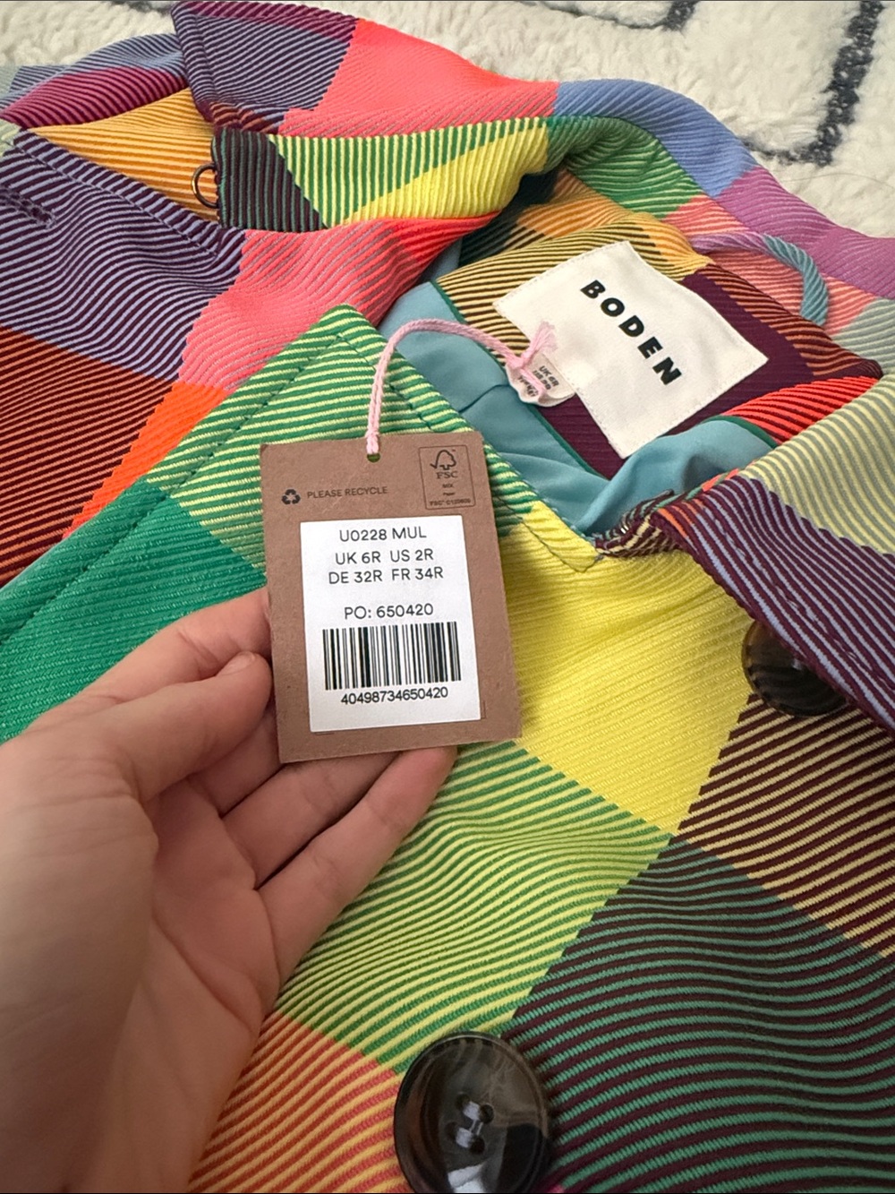 NWT Boden Neon Belted Trench Coat - Picture 6 of 6